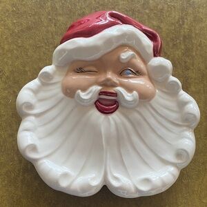Jolly Santa vintage 1955 Ceramic Holiday Wall Art
